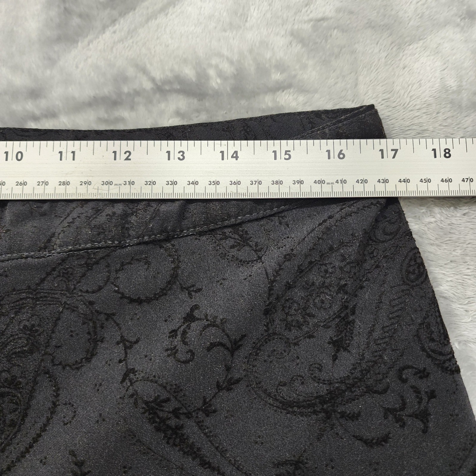 Vintage Dress Pants Womens 14 Black Velvet Flocked Floral Paisley Print Formal