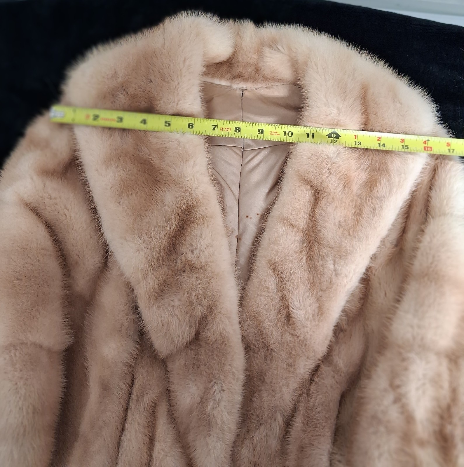 Vintage Custom Mink Fur Jacket Petite Small Shawl Collar Blonde Beige No Label