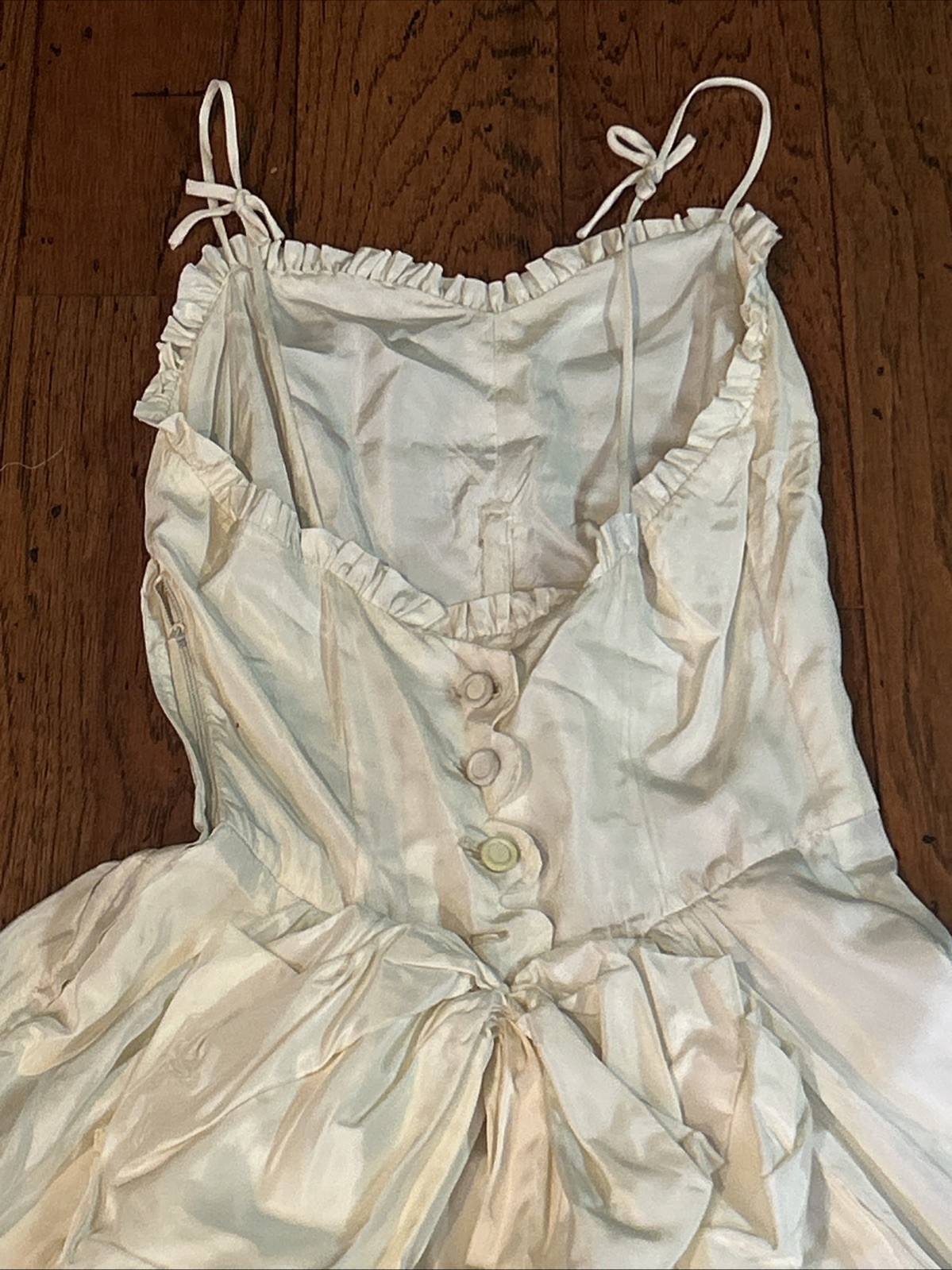 Vintage Ivory Spaghetti Strap Saloon Style Dress Size Small
