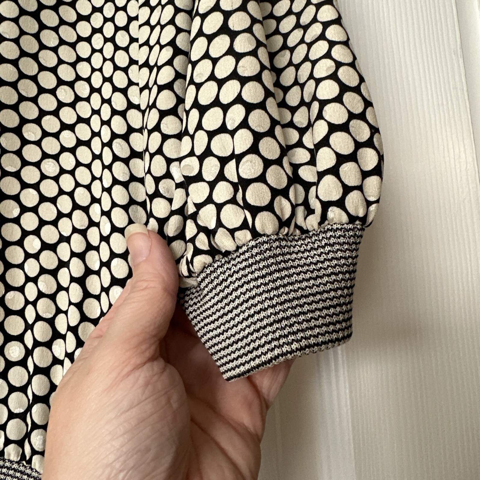 Vintage Emanuel Ungaro Blouse Made In Italy Black And Ivory Sz 8
