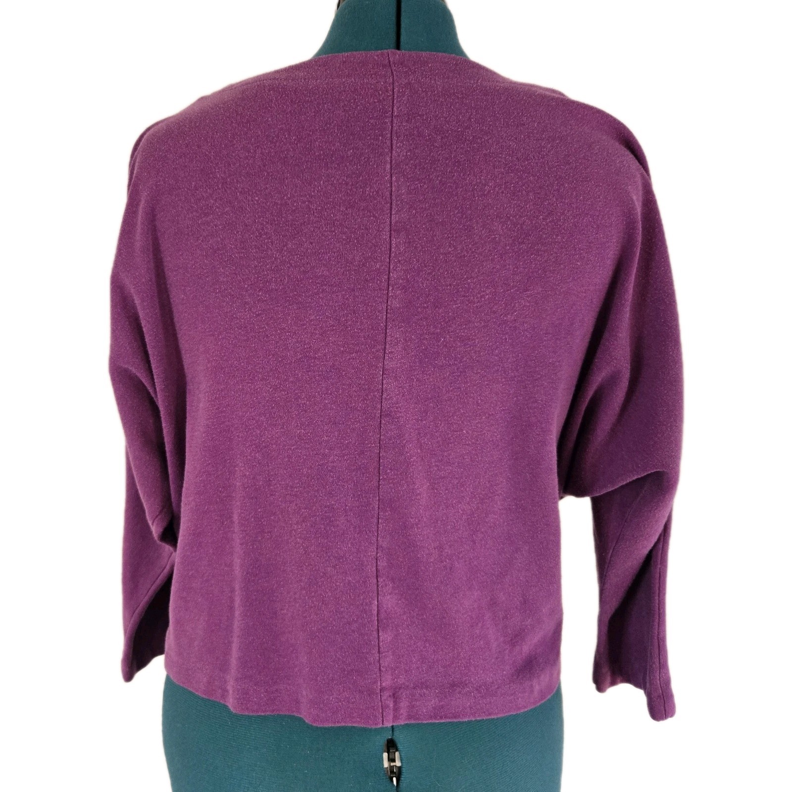 Vintage 80s Abstract Geometric Batwing Top Purple Dolman Artwear Womens Medium