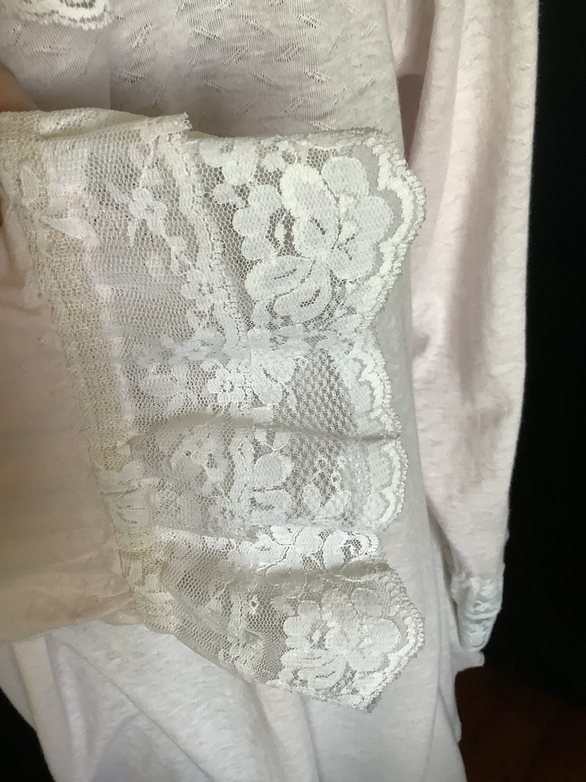 Vintage 1980s Saks Fifth Ave Carole Hochman 100% Cotton Nightgown Pink Lace M
