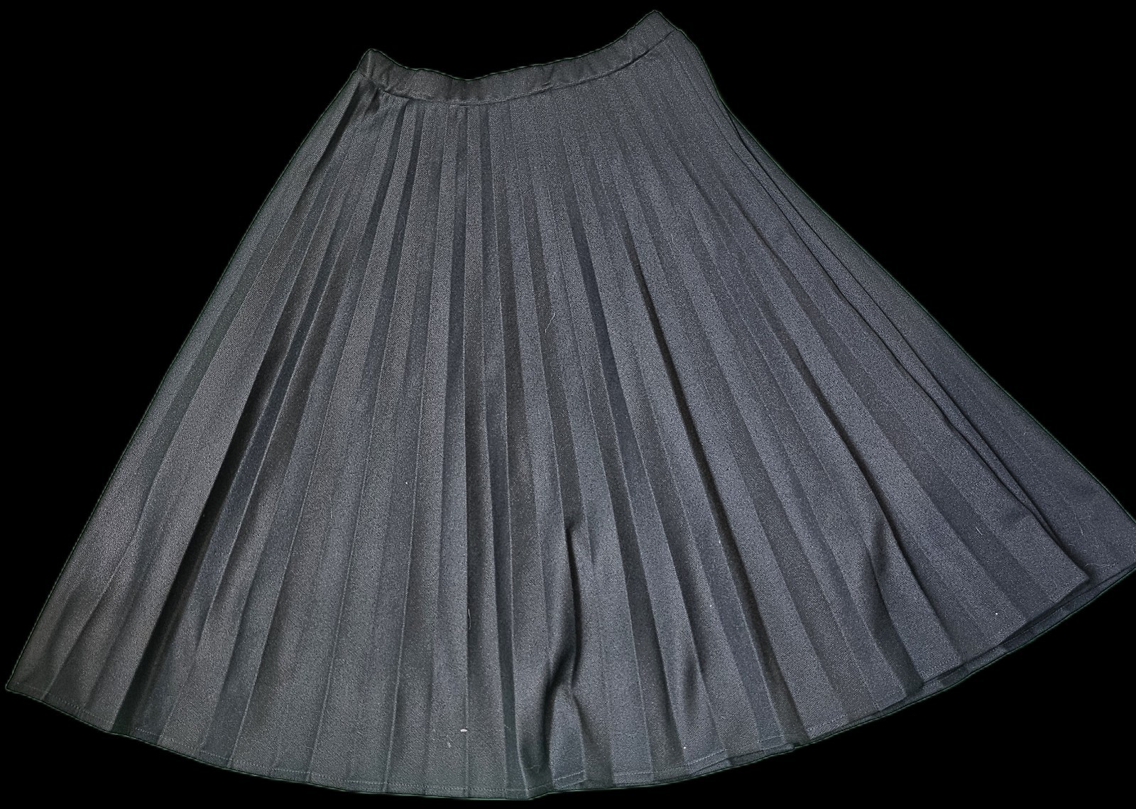 Benton & Smith Black Pleated Skirt 14 Vintage Classic Preppy Schoolgirl Midi