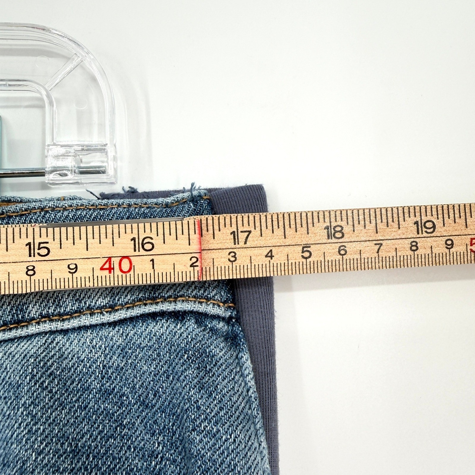 Hatch Maternity Straight Leg Crop Jeans Side Stretch Medium Wash Raw Hem Size 28