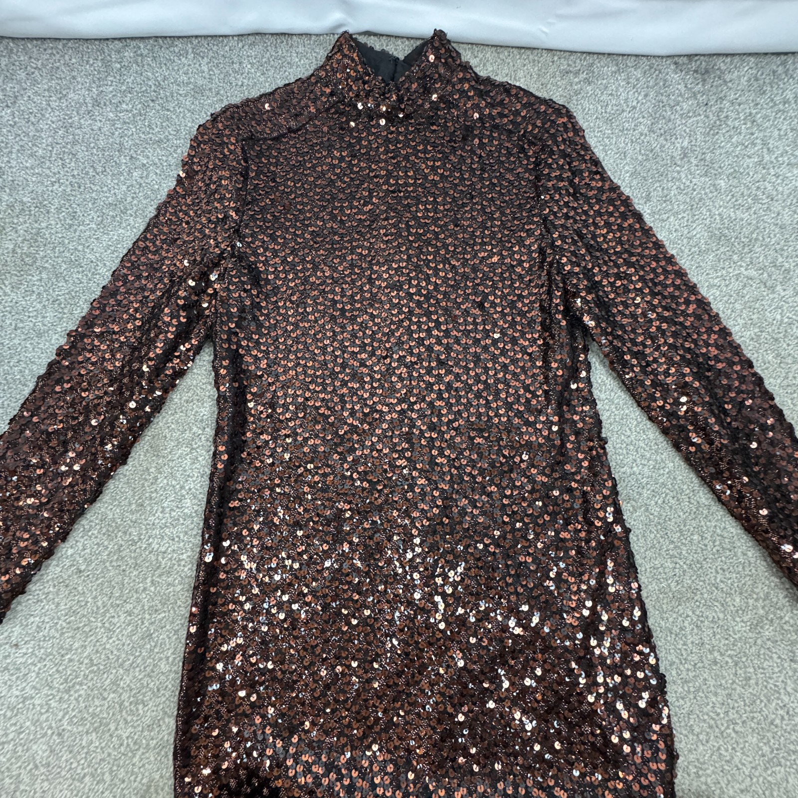 Marita By Anthony Muto Retro Bronze Sequined Long Vintage Dress 60&rsquo;s