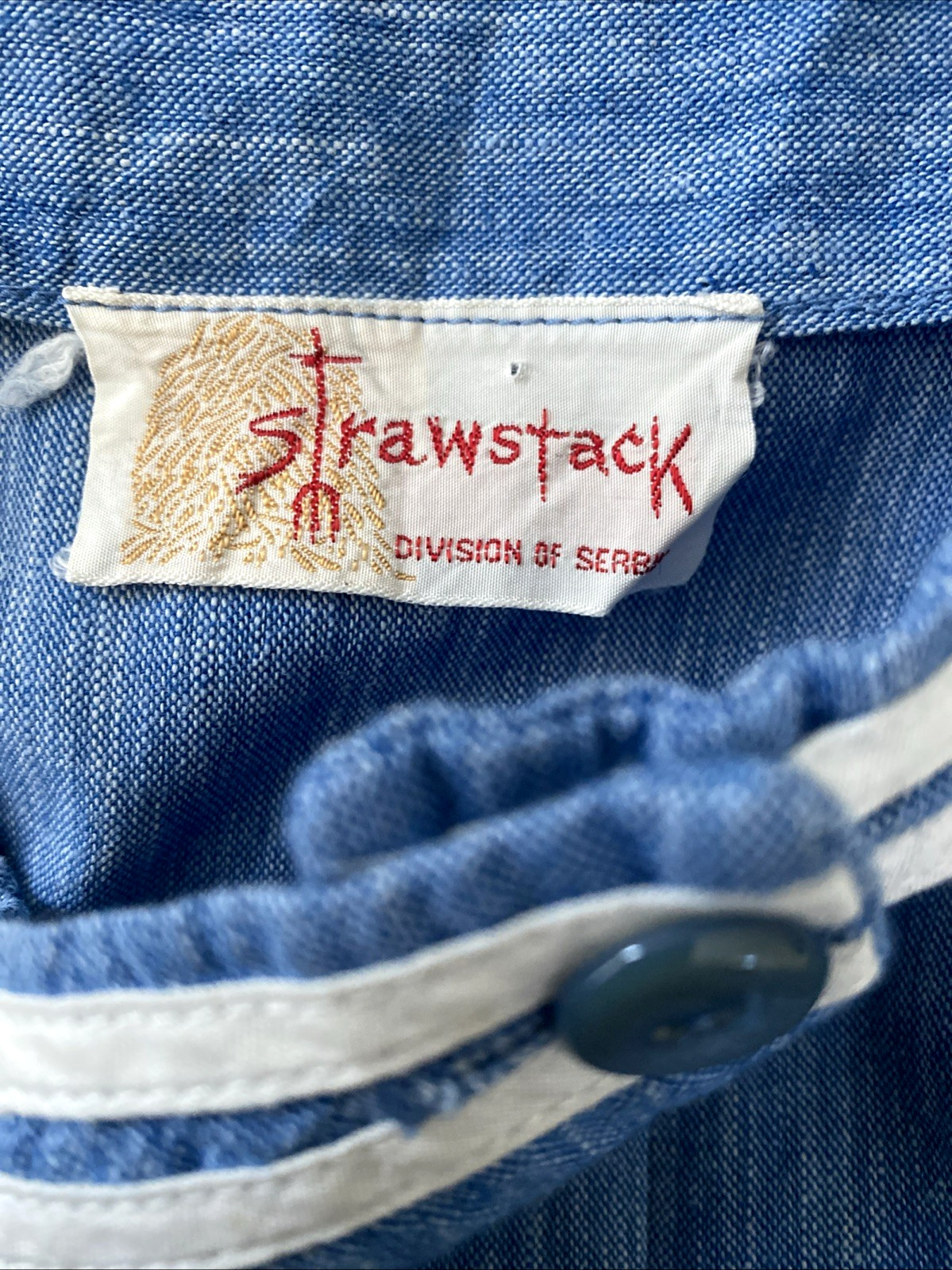 Classic VTG 50S STRAWSTACK Blue Cotton SHIRTWAIST DRESS