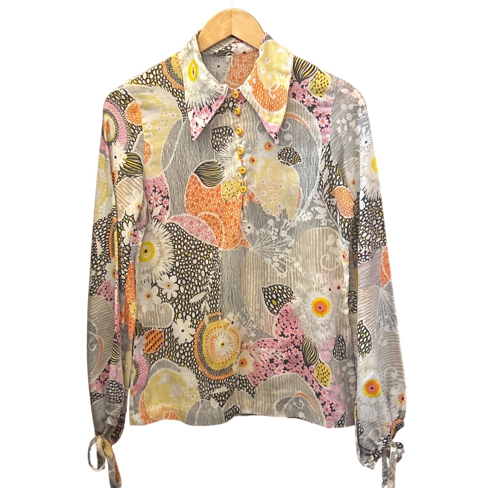 Vintage 70s Blouse Psychedelic Retro Mod Psychedelic Boho Hippie Groovy eclectic