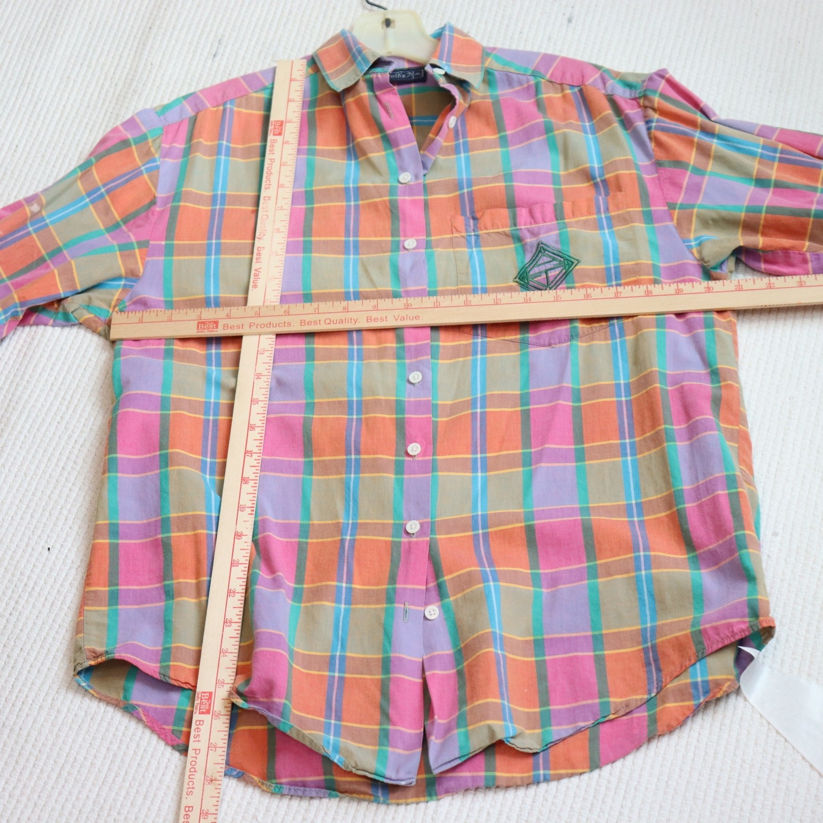 Vintage Harold’s Multicolor Plaid Button Down Shirt Retro Long Sleeve Size 8