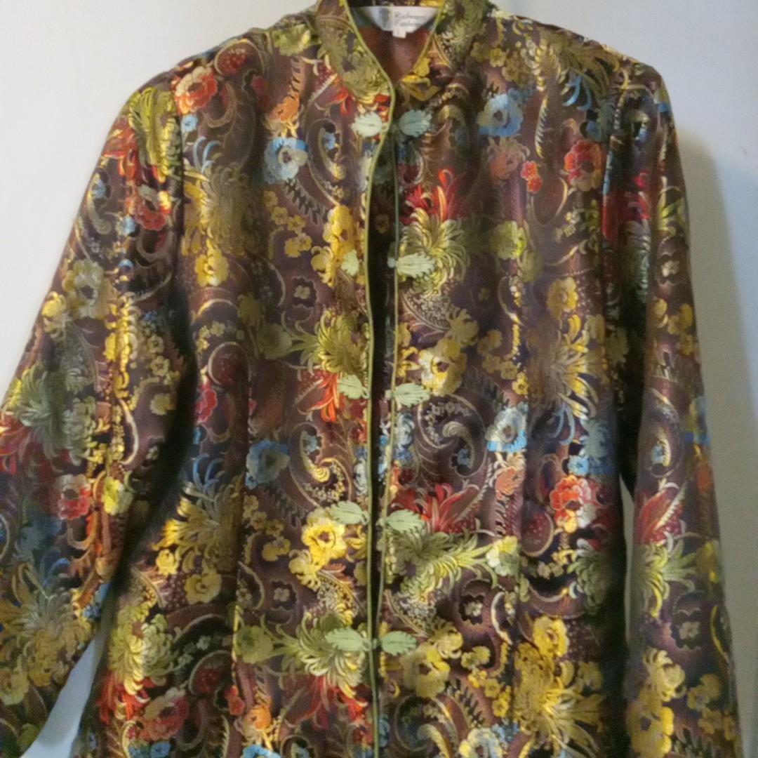 Vintage Oriental Style Brocade Richness Fashions Design Size L