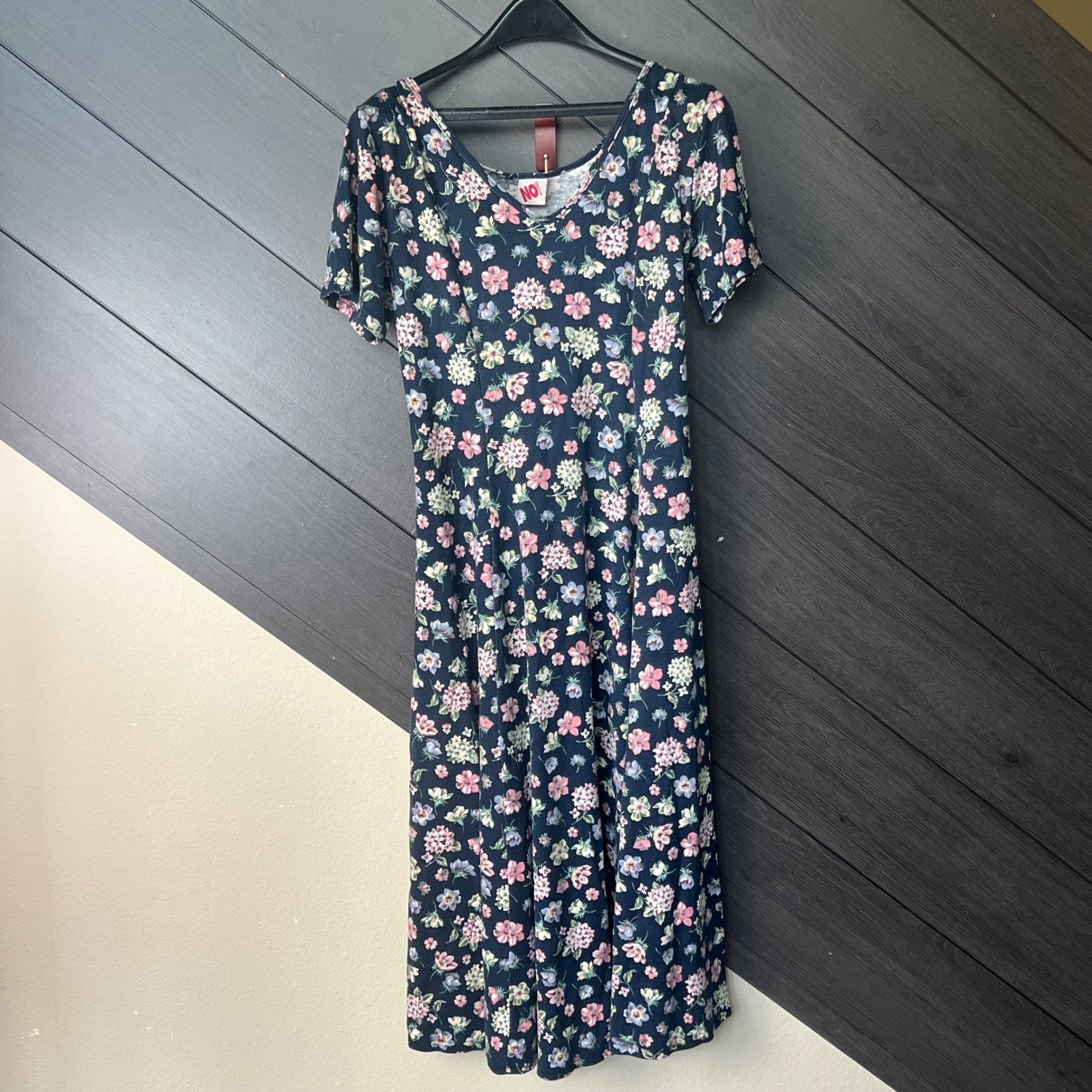 No Boundaries Women&rsquo;s Early 90s First Tag Floral Midi Dress Large Black Grunge