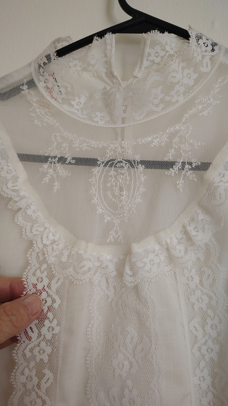 Vintage Elaine Blouse Lace And Cotton 70&rsquo;s Cottagecore Prairie Short Sleeve