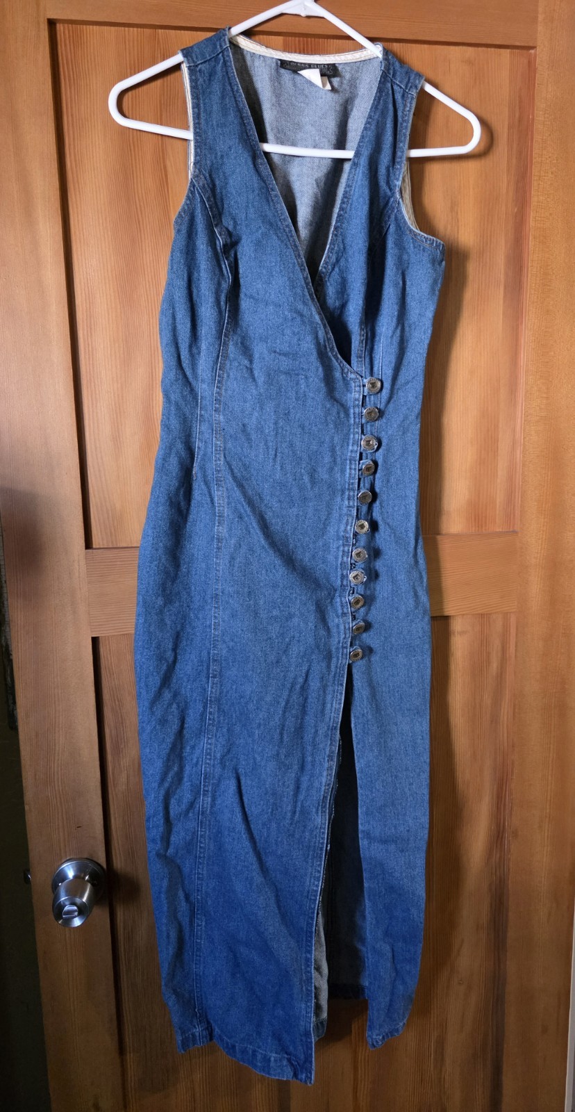Vintage Chorus Blues Y2K Denim Dress Sleeveless Button-up Women&rsquo;s 7/8 Made USA