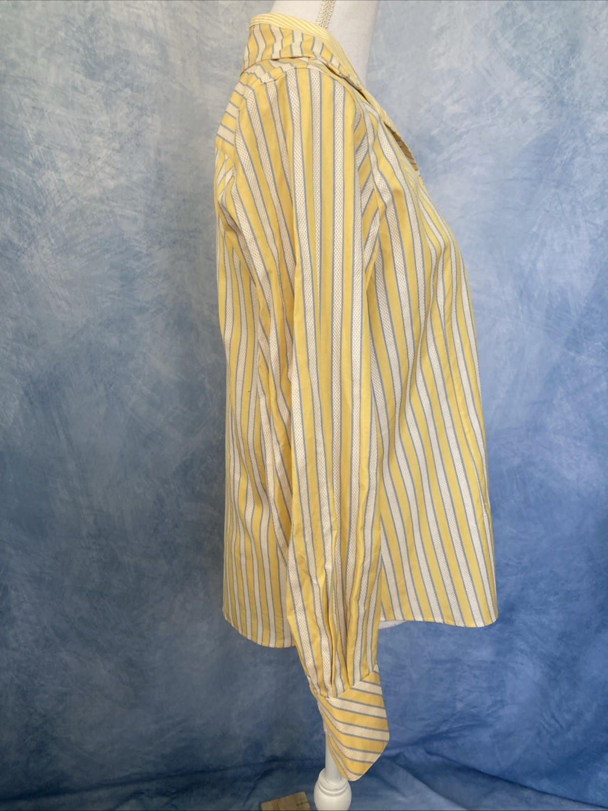 Vintage 1990s Handmade Striped Button Down Women Shirt Textured Dobby S/M Spring
