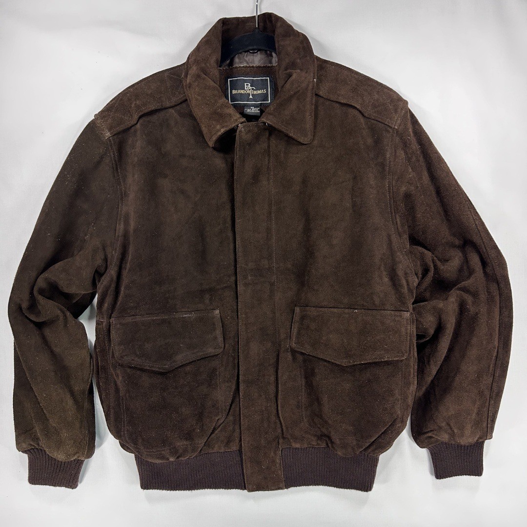 Brandon Thomas Vintage 90S Woman&rsquo;s Leather Suede Bomber Jacket Extra Small Brown