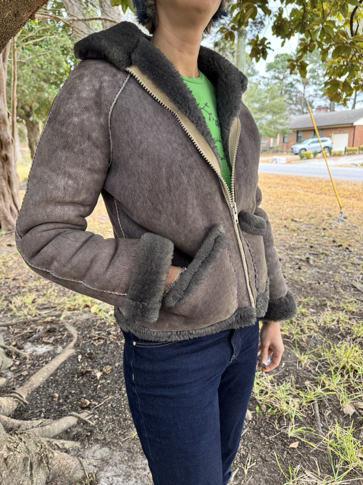 One Of A Kind: Vintage Unique Handmade Artesian Sheepskin Jacket. Warm & Comfy.