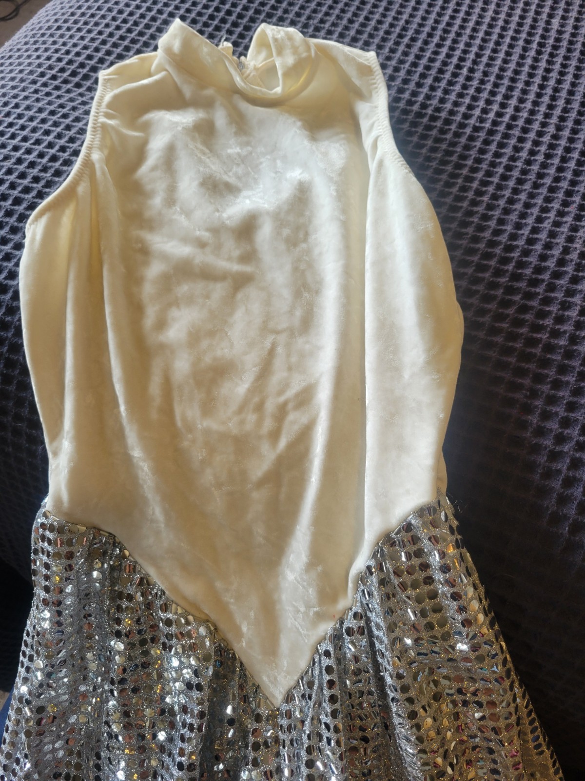 VINTAGE 1970S VELVET AND SILVER SPARKLES LADIES DISCO JUMPSUIT XS SMALL GLAM 70s