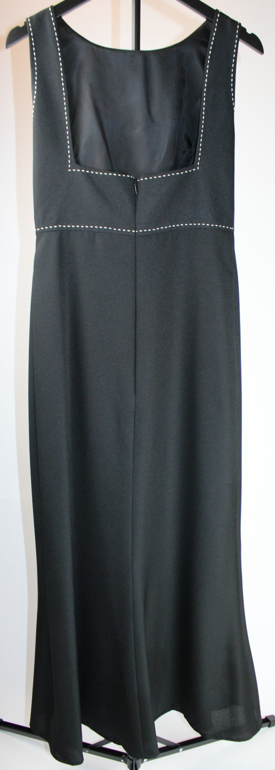 Vivian Dessy Diamond Long Dress – Size 10, Black Contrast Stitching, Made in USA