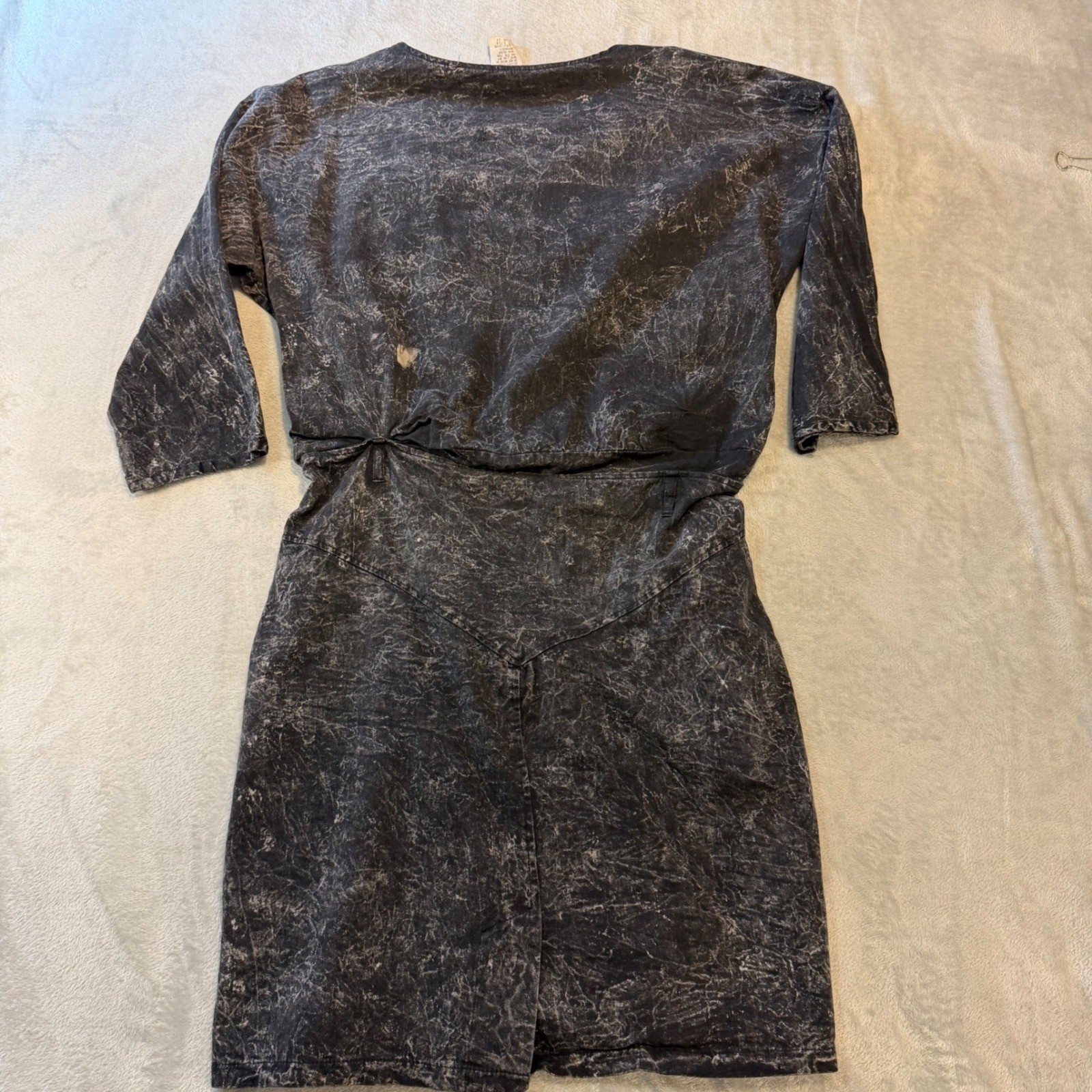 Vintage Grunge Acid Wash Denim Dress Black 80s Button Front Rocker streetwear