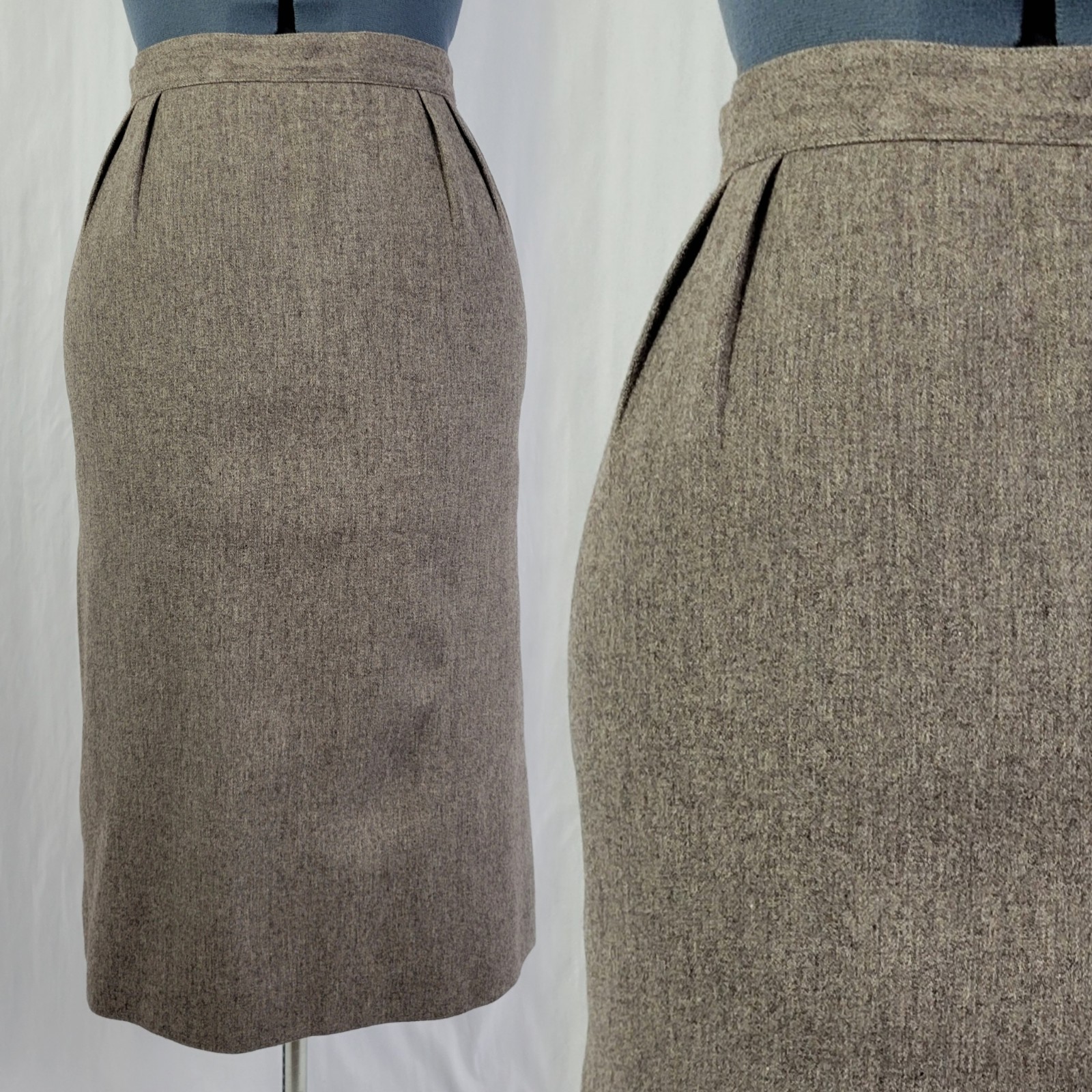 Vintage Jones New York Brownish-Grey Wool Blend Skirt w Lining Size 10