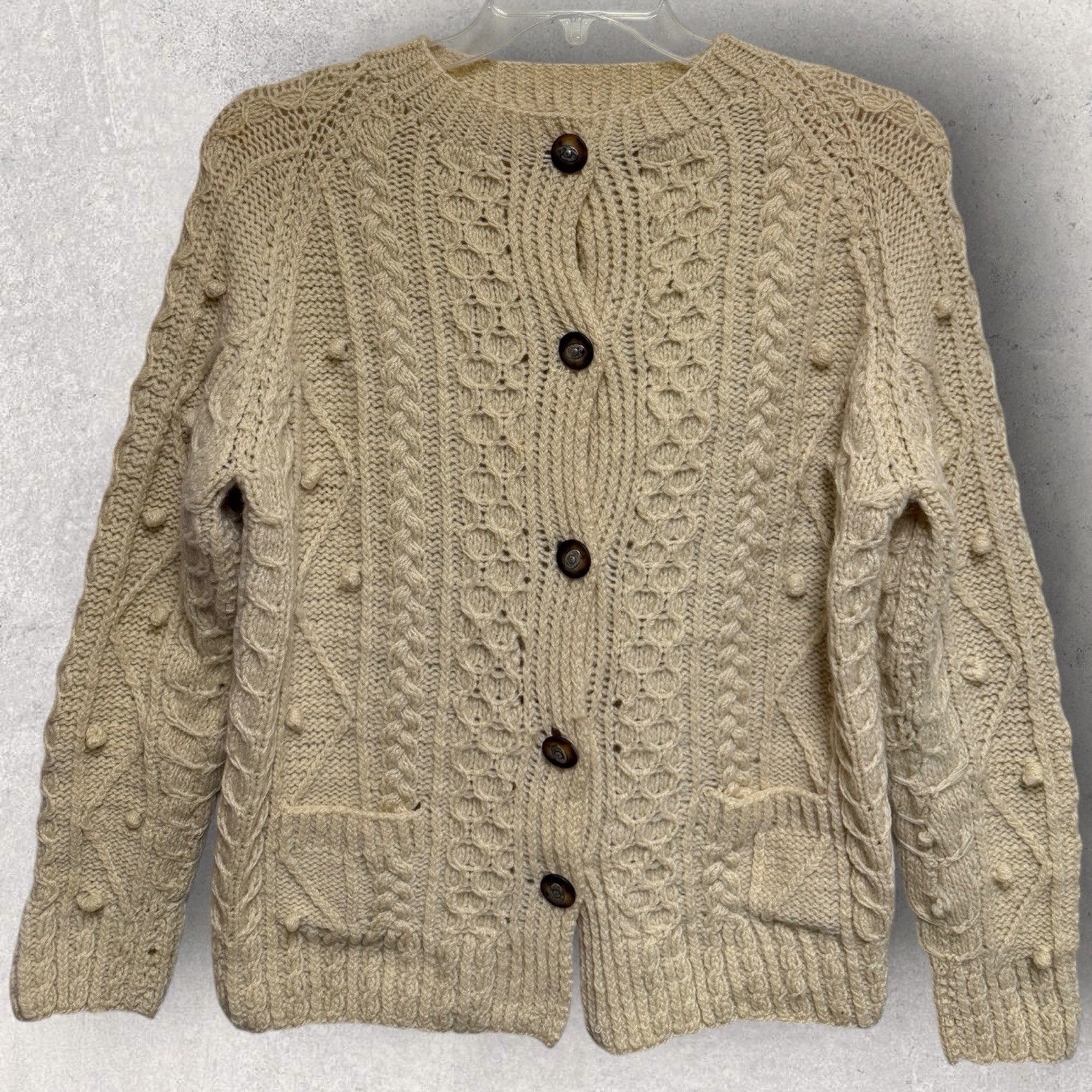 Vtg 50s Loch Garman FisherKnit Wool Sweater Made In Ireland Womens Large 21”x25”