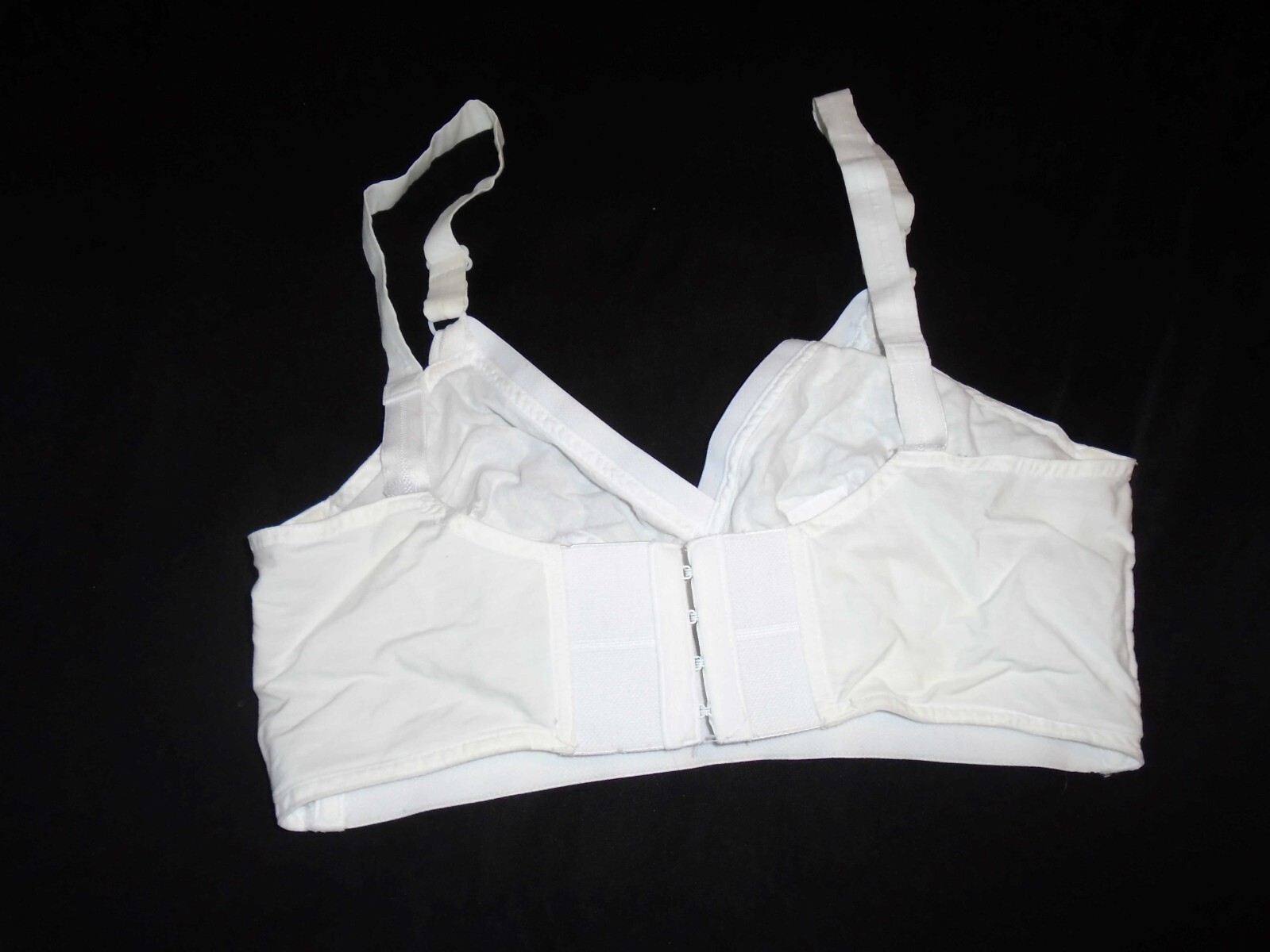 34D White Cotton Unlined Vintage UNDERSCORE Wireless Crossover Bra #1073 34D