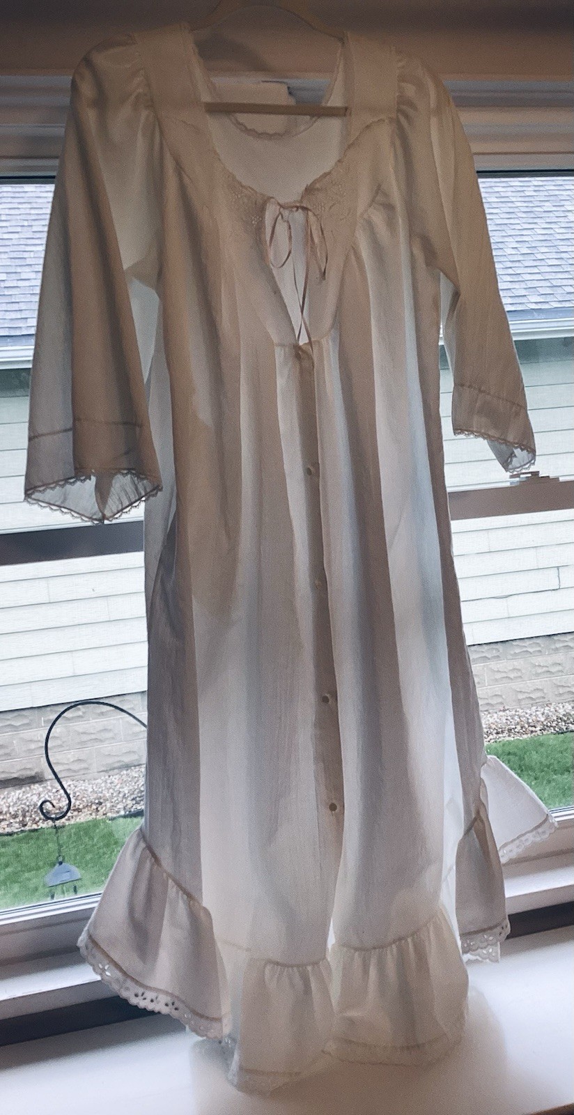 Deena Lightweight Cotton Blend White Nightgown & Robe Set Romantic Cottagecore S