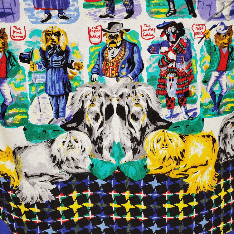 VTG VERSACE JEANS COUTURE Puppy Dog Novelty Print Circus Blouse Top Shirt S