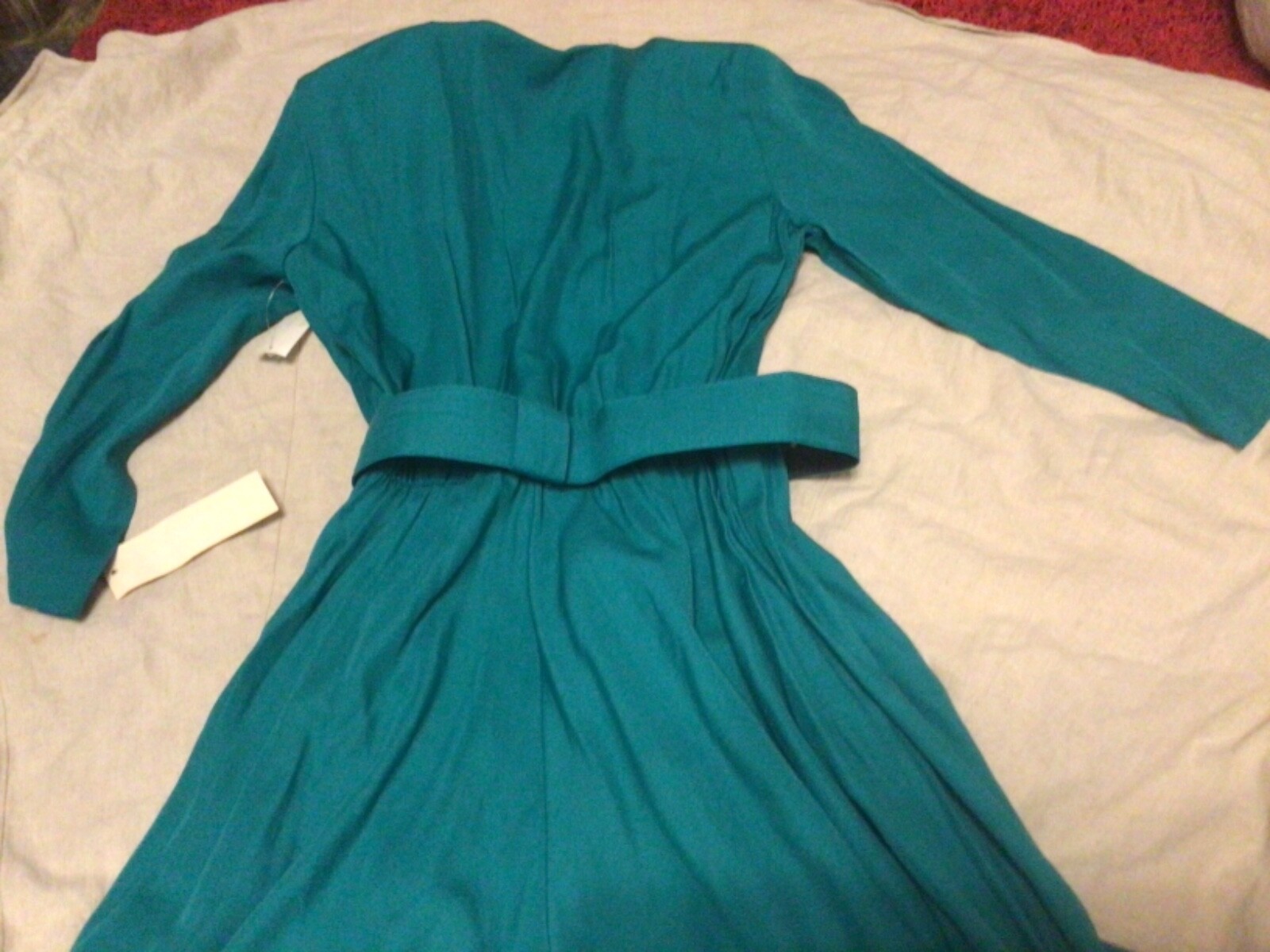 Vintage Stuart Alan Petites Size 10 ~Green Belted Dress~NOS