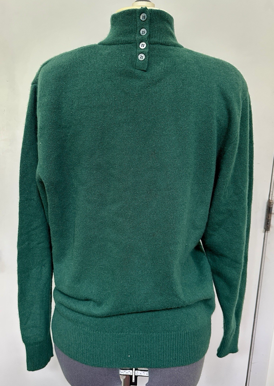 VINTAGE 1990s NEIMAN MARCUS DARK FOREST GREEN 100% CASHMERE SWEATER MOCK NECK XL