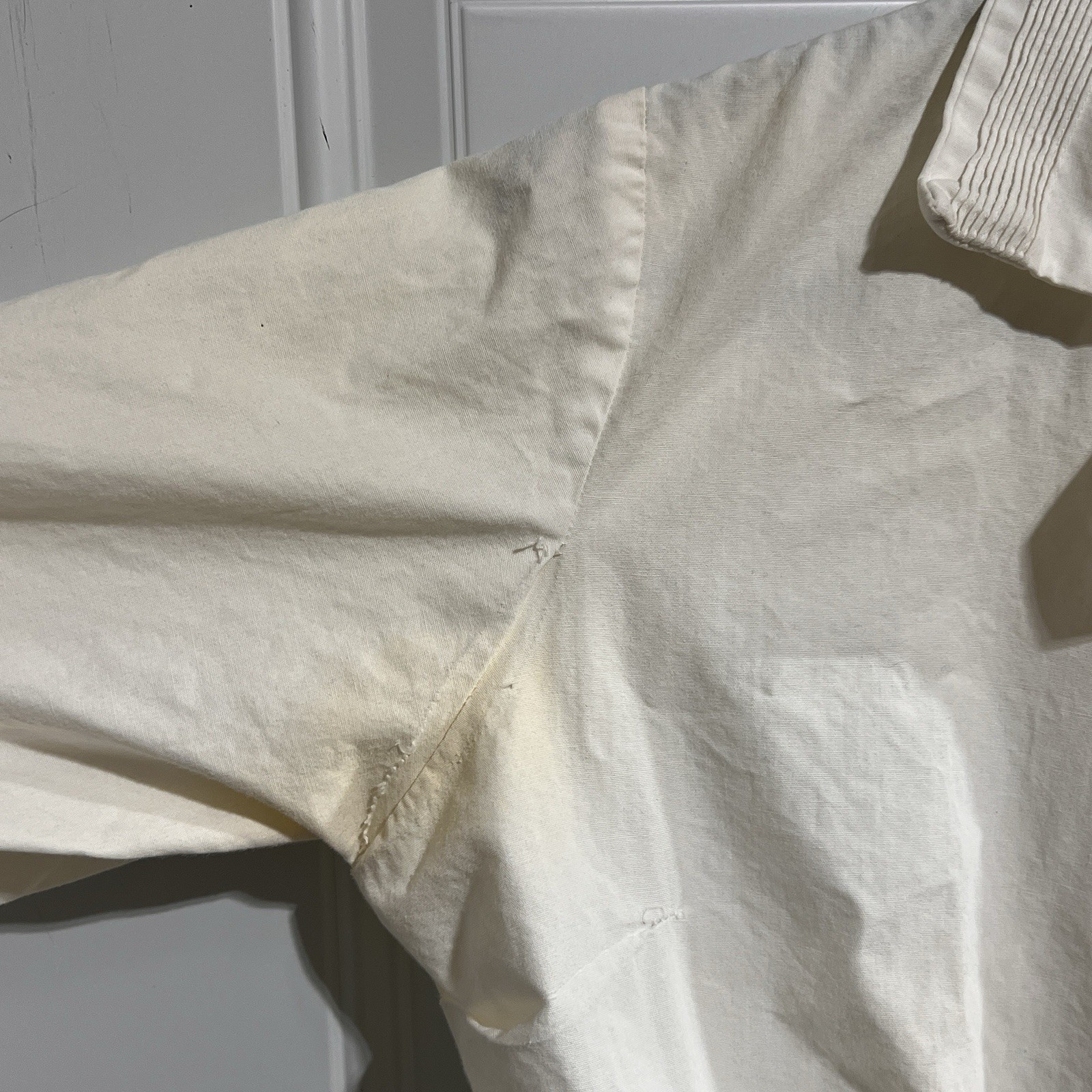 Nurse Uniform White Button Snap Front Dress Thin Vtg 1960s Medium Small *SPOTS*