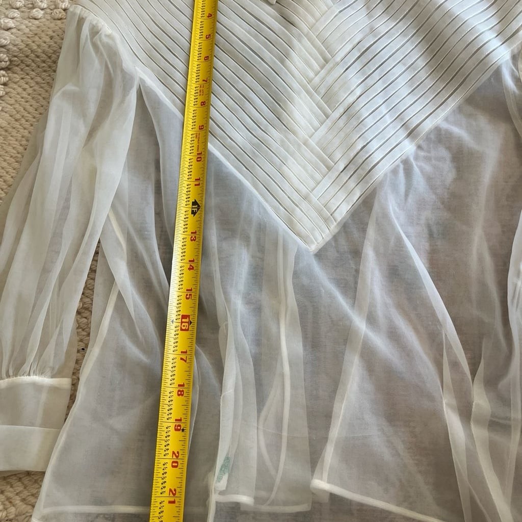 Vintage 1950s Sheer Nylon Pleated Chevron Yoke Blouse