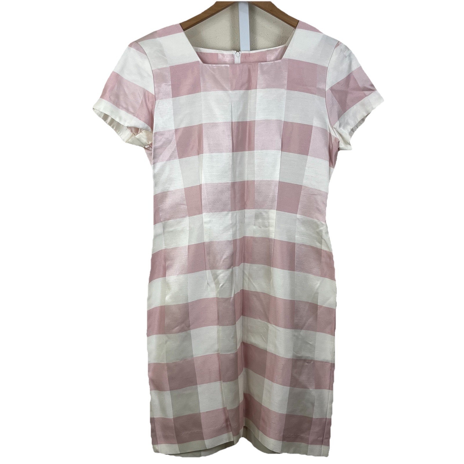 Vintage Sherri Martin Pink White Gingham Check Dress Size 10 Mod Preppy Classic