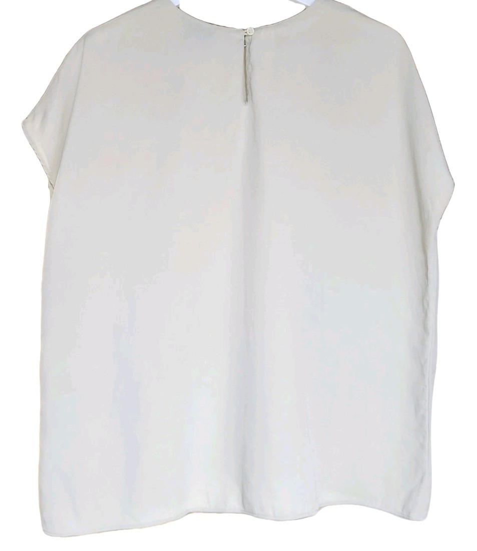 Vintage 80s Emanuel Ungaro 100% Silk Top Boxy Old Money Plus 16 Ivory Minimalist