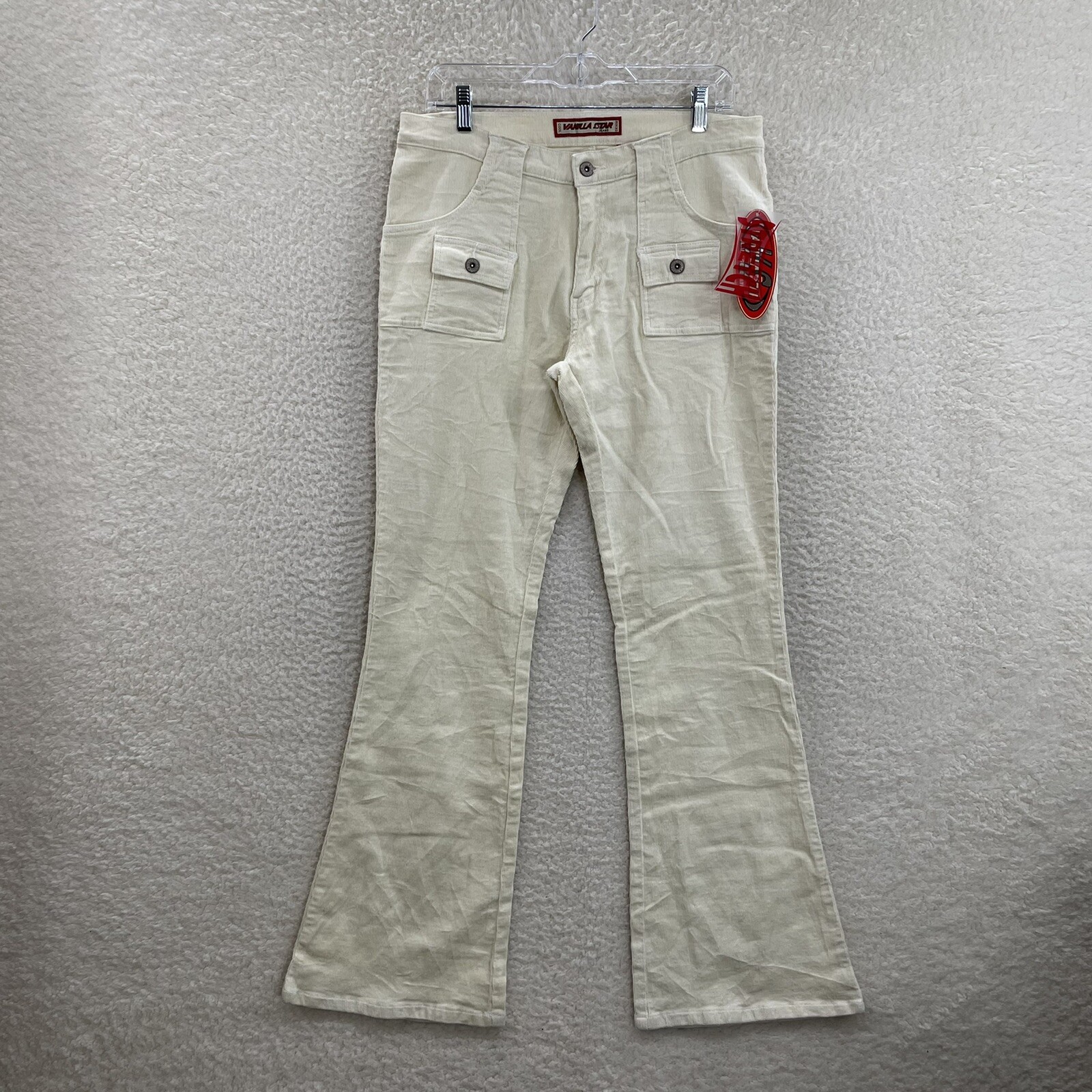 NEW NWT DEADSTOCK Y2K Vintage Corduroy Pants 12 14 31 32 White Cream Ivory Flare