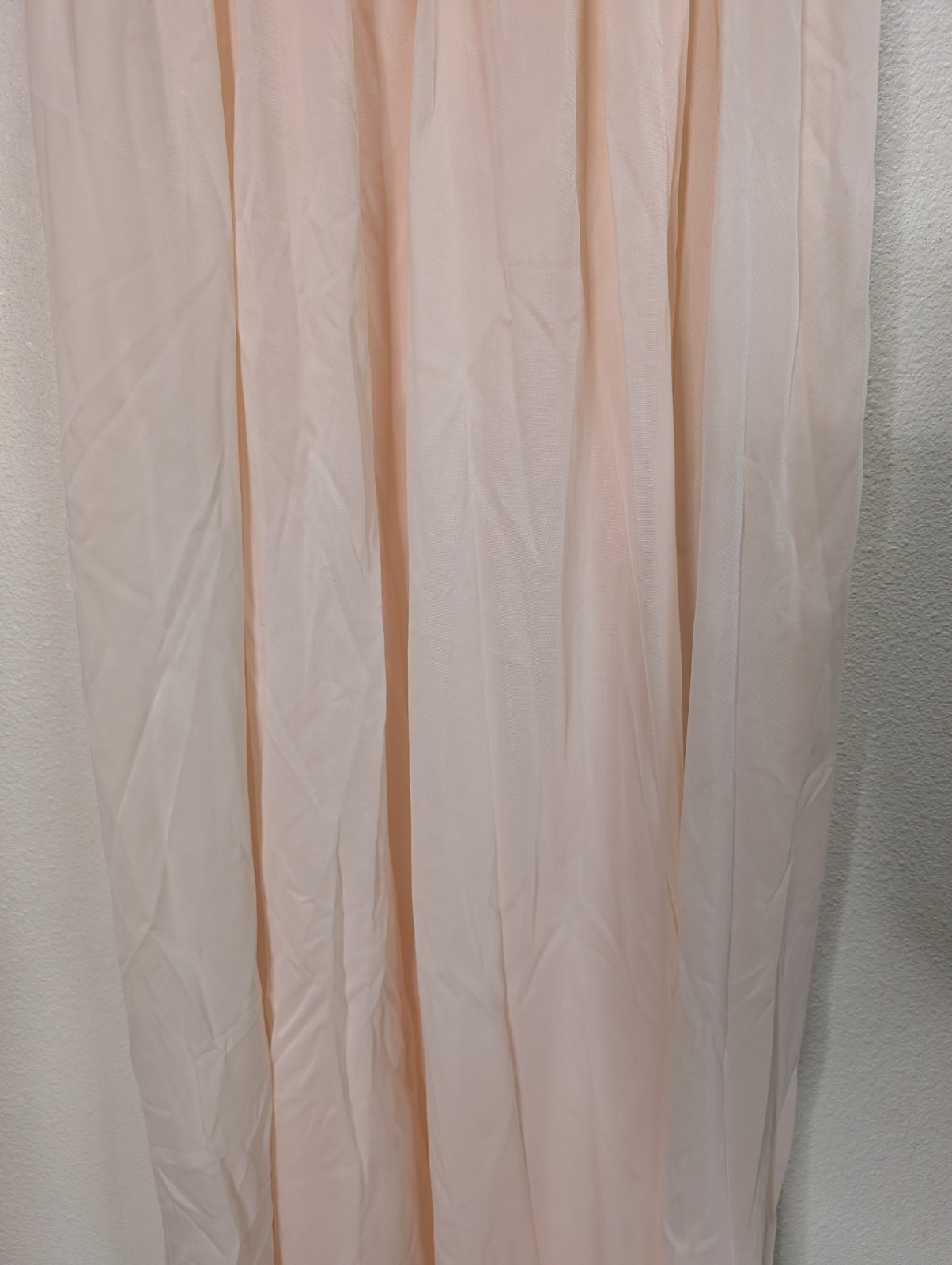Vintage Blush Peach Lace Chiffon Gown Bardot Style Romantic Bridal Lingerie Slip