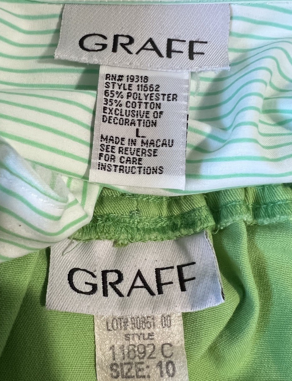 90s Graff 2pc Womens L Embroidered Spring Hummingbird Frog Shirt Capri Pants