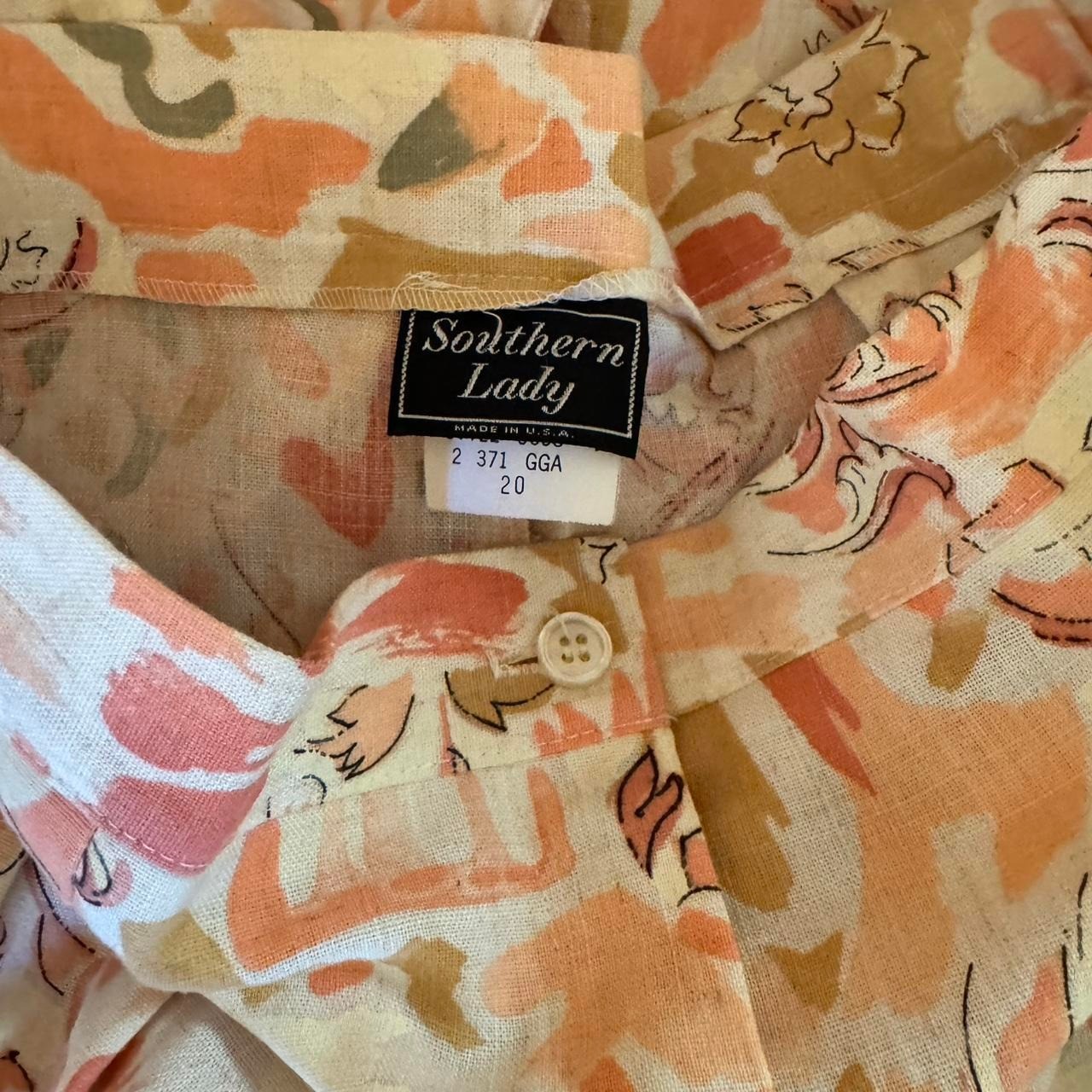 Southern Lady Vintage 3pc Skort Suit Set Blazer Tank Floral Peach Green Plus 18