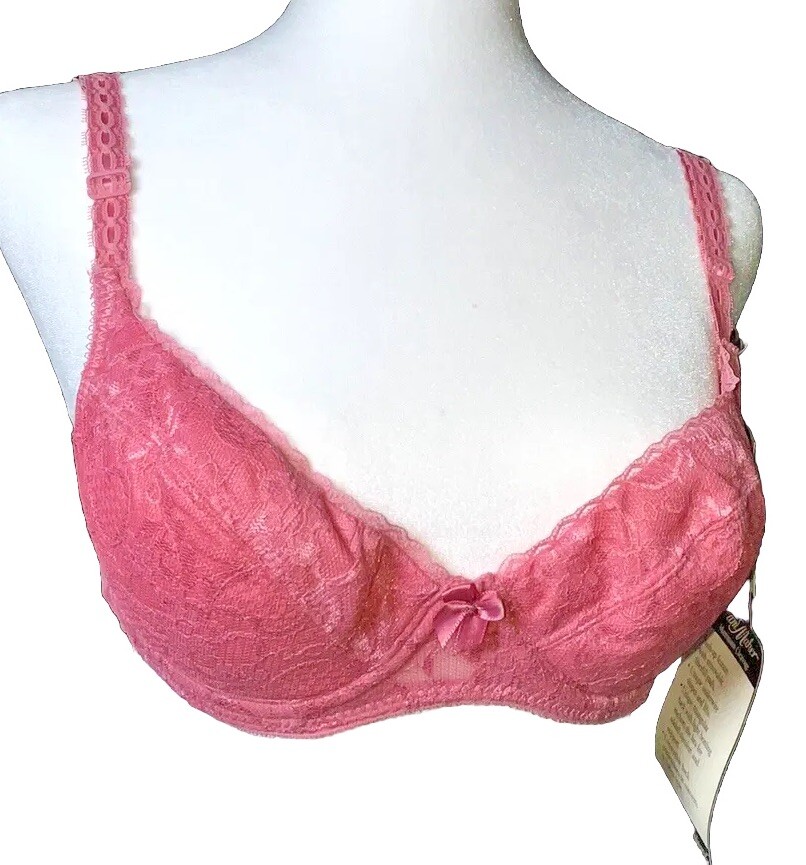 Vtg NOS Bra Push Up Padded Add Cup 80&rsquo;s ADONNA Dream Maker Mauve Pink 34b
