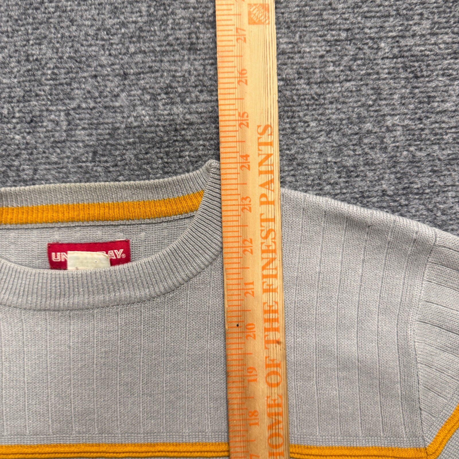 VTG Unionbay Striped Pullocer Sweater Womens S Gray Yellow Y2K Cotton Blend