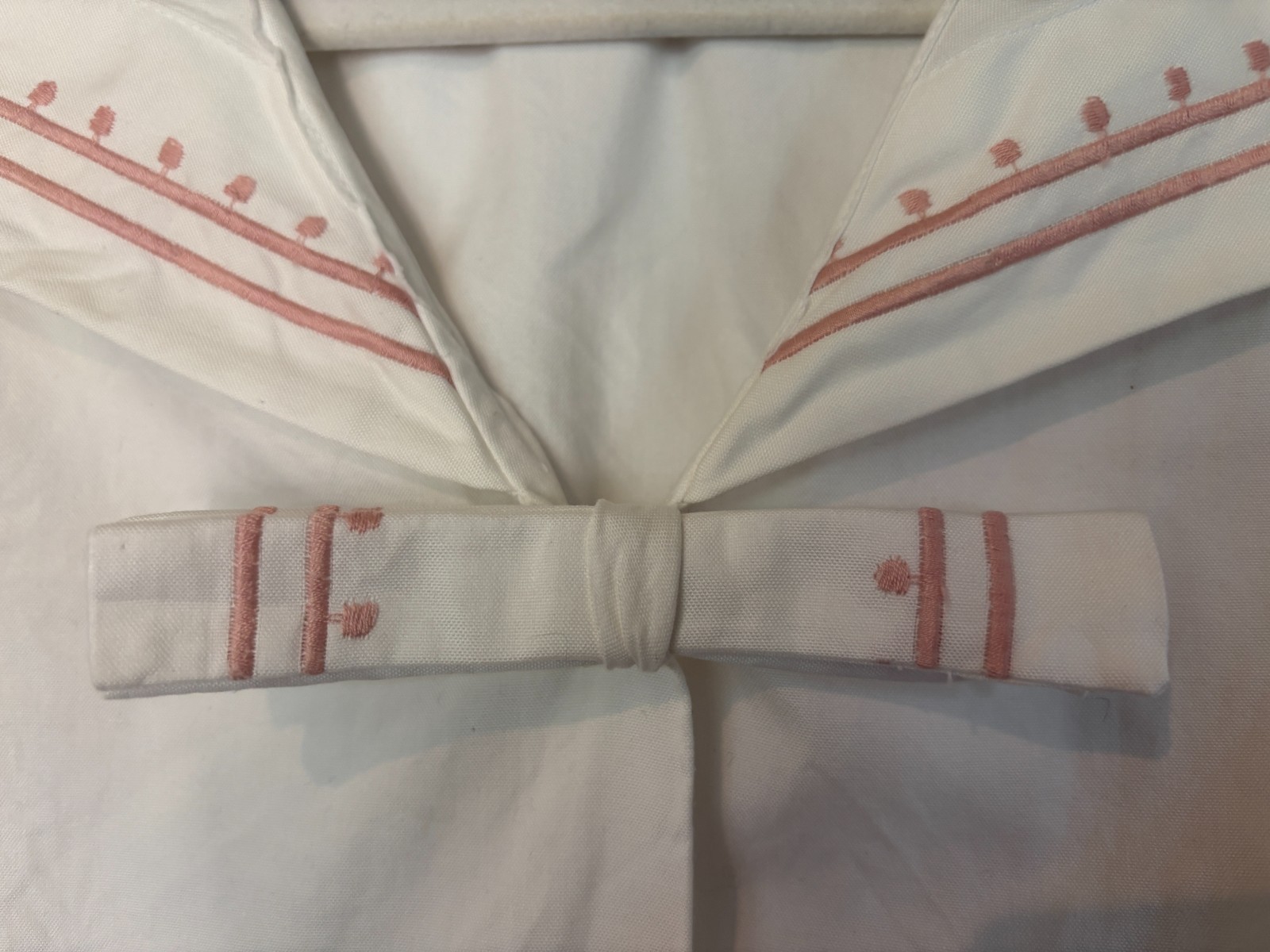 Vintage Cullinane White Cotton Nautical Womens Blouse Size 8 Button Down w/ Bow