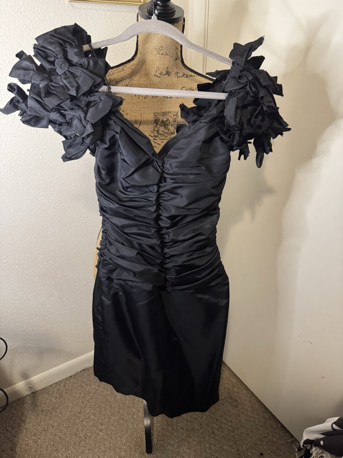 Vintage 80’s Zum Zum Black Off Shoulder Party Dress Size 7/8