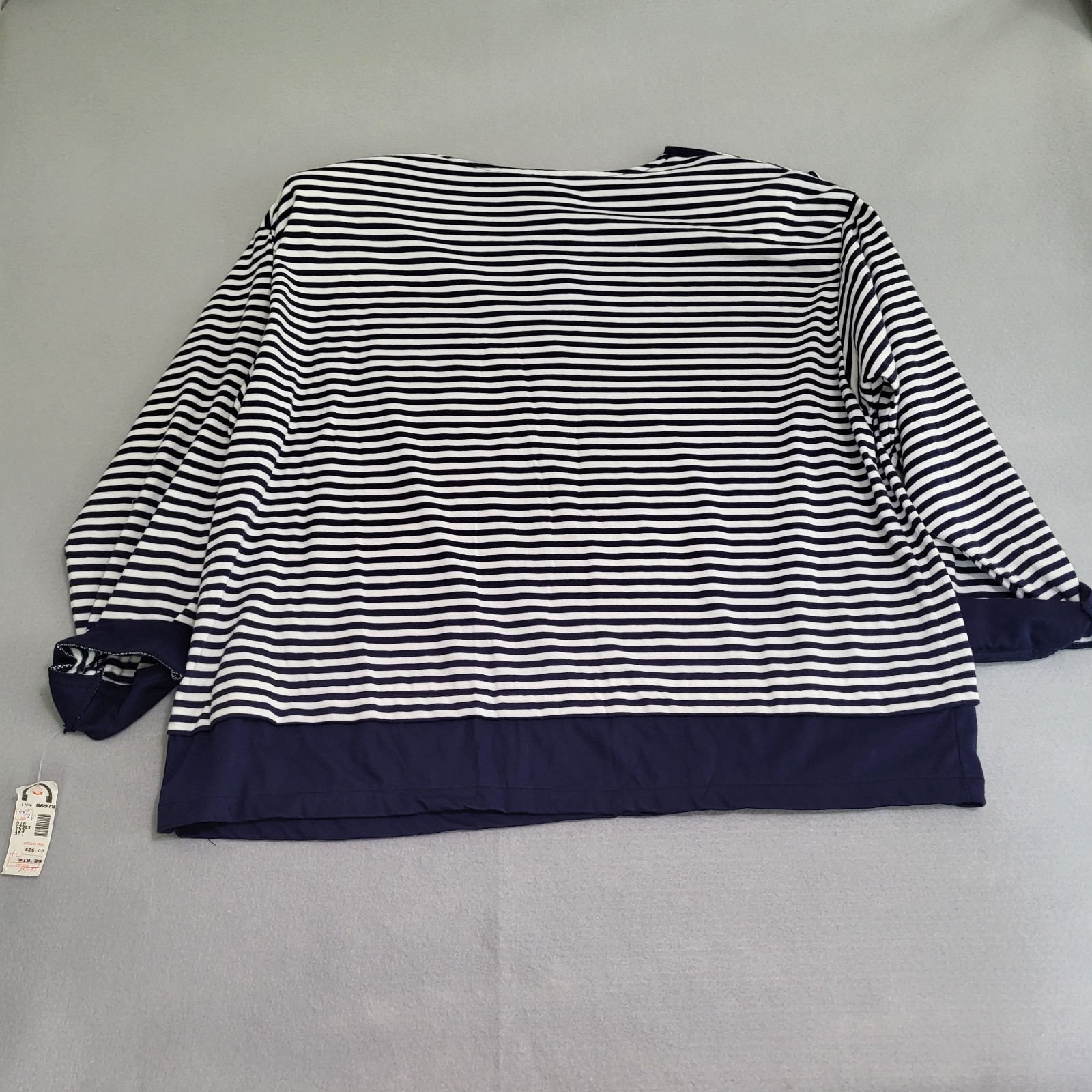 VTG Long Sleeve Striped Nautical Shirt Embroidered Anchor Women&rsquo;s 44/24W NOS
