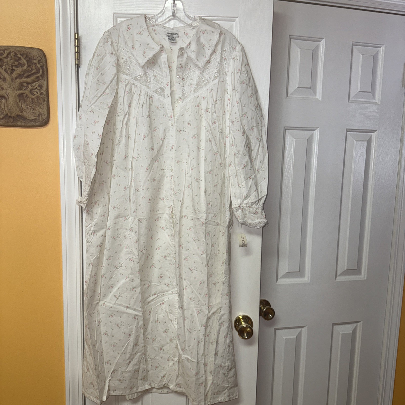 Lot 2- Vintage 100% Cotton Long Robe Dress Nighty Laura Adams New Cottagecore M