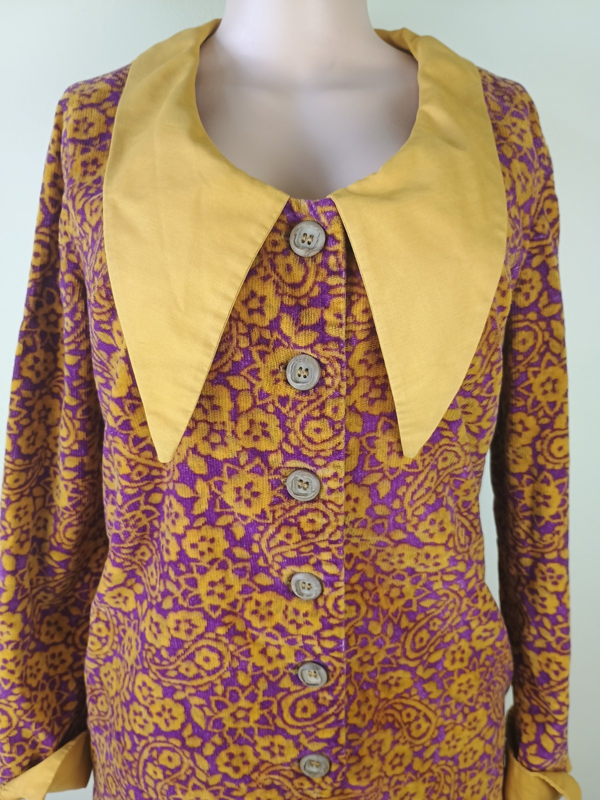 Vtg 60s 70s Mod Dagger Collar Micro Mini Go Go Party Twiggy Shift Dress Small
