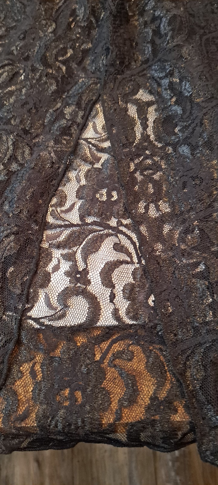 Vtg Y2K Whimsy Goth Romantic Sexy Blk Lacey Midi Enchanted Nylon Dress Nightie