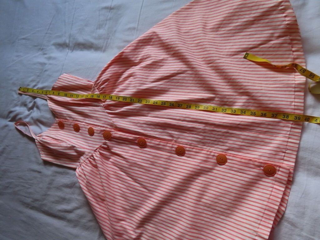 1990s Vintage Orange Stripe Pockets Hang Ten Full Skirt Dress sz XS / 32&Prime; chest