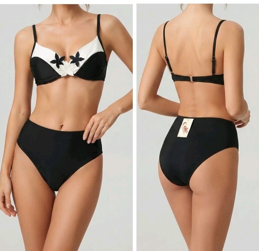 Cole Of California Bikini Vintage 80&rsquo;s Rare Dead Stock B&W NWT S
