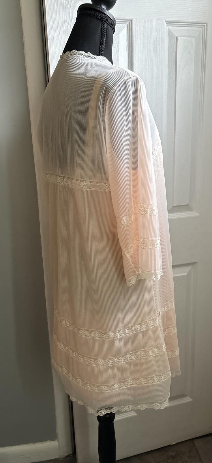Vintage Van Raalte Gown Robe Set Double Chiffon Lace Medium Babydoll Peignoir