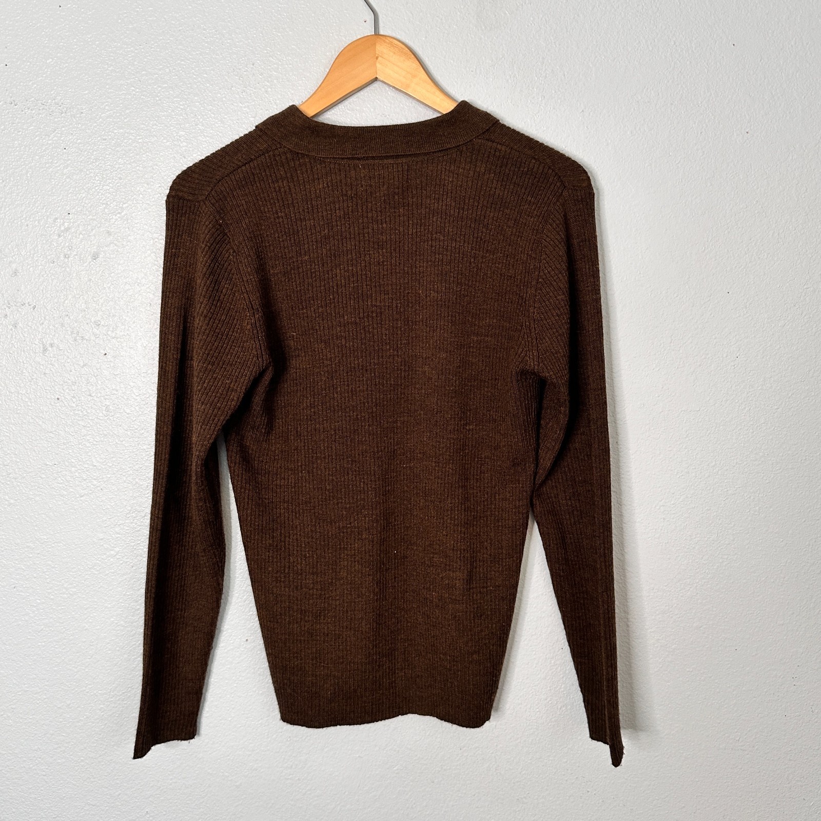Vintage Pendleton Knockabouts Wool Blend Brown Ribbed 1/4 Zip Sweater Small