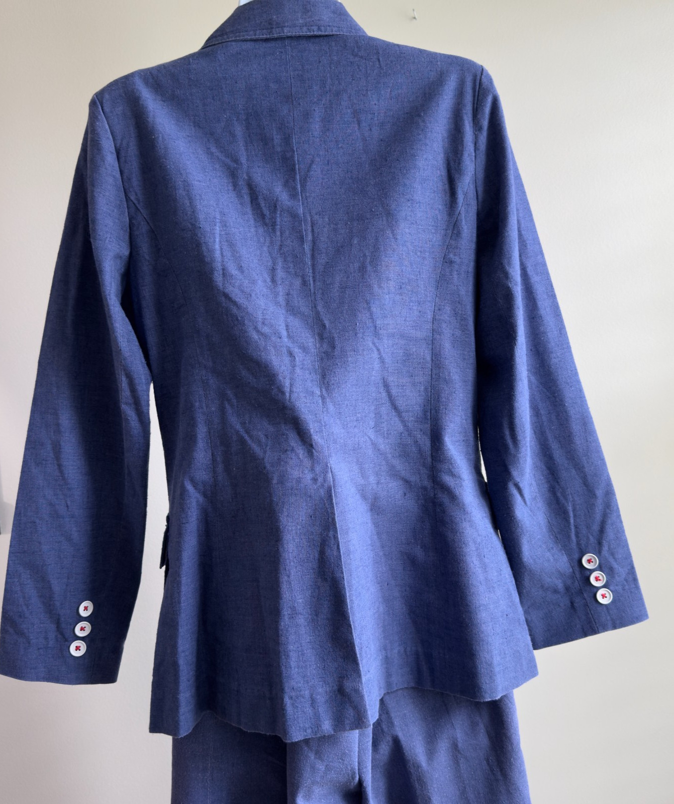 JH Collectibles 2 Pc Capris Jacket Suit Women&rsquo;s 4 6 Blue Made USA Cotton Blend